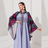 Elegant Batwing Sleeve Shirt Collar Woven Dress